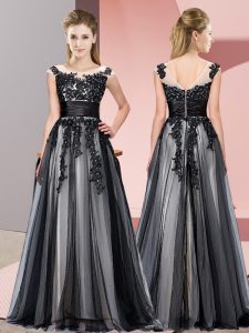 Edgy Beading and Lace Court Dresses for Sweet 16 Black Zipper Sleeveless Floor Length