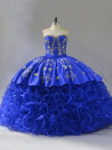 Captivating Sleeveless Embroidery and Ruffles Lace Up Ball Gown Prom Dress