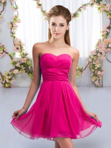 Fuchsia Damas Dress Wedding Party with Ruching Sweetheart Sleeveless Lace Up