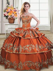 Rust Red Lace Up Sweetheart Ruffles and Ruffled Layers Vestidos de Quinceanera Organza Sleeveless