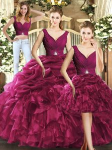 Sleeveless Ruffles and Pick Ups Backless Quinceanera Dresses