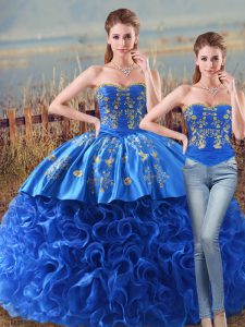 Shining Sweetheart Sleeveless Fabric With Rolling Flowers 15th Birthday Dress Embroidery and Ruffles Brush Train Lace Up