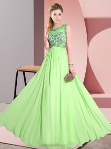 Free and Easy Chiffon Scoop Sleeveless Backless Beading and Appliques Vestidos de Damas in