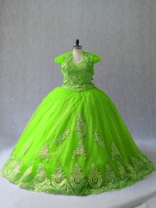 Modern Court Train Ball Gowns Sweet 16 Quinceanera Dress Sweetheart Tulle Sleeveless Lace Up