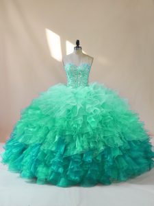 Colorful Multi-color Sweetheart Lace Up Beading and Ruffles Sweet 16 Dress Sleeveless