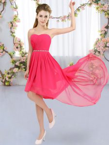 Fabulous High Low Empire Sleeveless Hot Pink Damas Dress Lace Up
