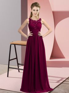 Extravagant Dark Purple Sleeveless Chiffon Zipper Damas Dress for Wedding Party