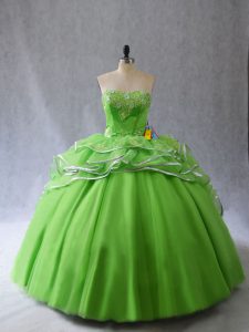 Sweetheart Lace Up Appliques and Ruffles Sweet 16 Quinceanera Dress Brush Train Sleeveless