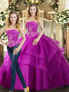Charming Sleeveless Beading and Ruffles Lace Up Quinceanera Dress