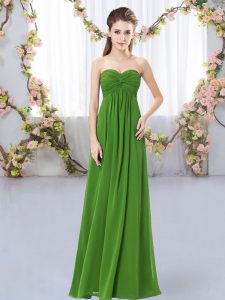 Floor Length Green Damas Dress Sweetheart Sleeveless Zipper