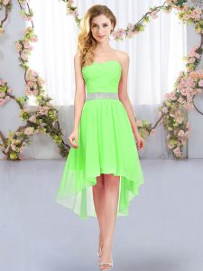 Luxury High Low Lace Up Damas Dress for Wedding Party with Belt