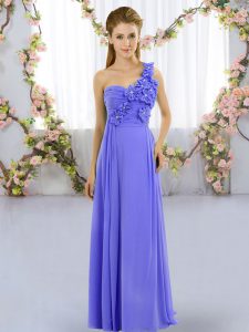 Spectacular Chiffon Sleeveless Floor Length Quinceanera Court of Honor Dress and Hand Made Flower