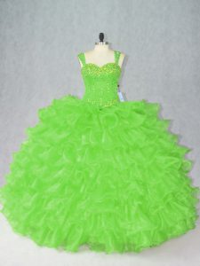 Glittering Sleeveless Beading and Ruffles Floor Length Quinceanera Gown