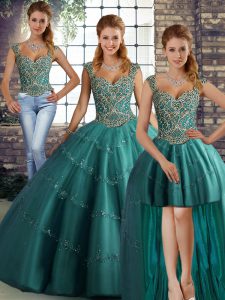 Fancy Sleeveless Beading and Appliques Lace Up Sweet 16 Dresses