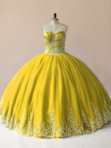 Olive Green Sweetheart Lace Up Embroidery Quinceanera Gowns Sleeveless