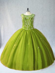 Great Sleeveless Beading Lace Up Ball Gown Prom Dress