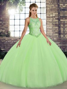 Custom Design Lace Up Quince Ball Gowns Embroidery Sleeveless Floor Length