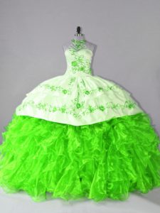 Organza Sleeveless Quinceanera Dresses Court Train and Embroidery and Ruffles