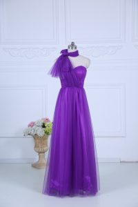 Super Eggplant Purple Sleeveless Tulle Zipper Court Dresses for Sweet 16 for Wedding Party