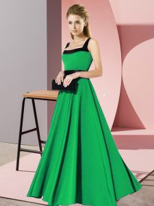 Sleeveless Floor Length Belt Zipper Court Dresses for Sweet 16 with Green