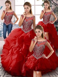 Free and Easy Floor Length Ball Gowns Sleeveless Red Sweet 16 Dresses Zipper