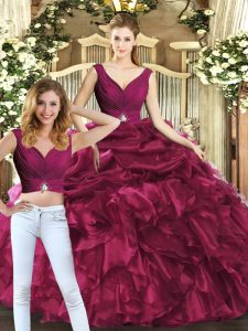 Organza Sleeveless Floor Length Quince Ball Gowns and Pick Ups