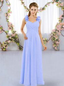 Wonderful Lavender Sleeveless Hand Made Flower Floor Length Damas Dress