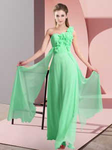 Discount Floor Length Lace Up Dama Dress for Quinceanera Green for Wedding Party with Hand Made Flower