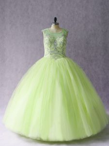 New Style Tulle Sleeveless Floor Length Ball Gown Prom Dress and Beading