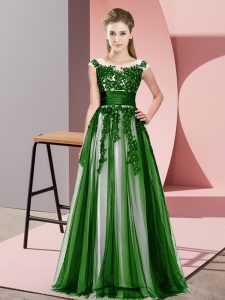 Luxurious Green Sleeveless Beading and Lace Floor Length Court Dresses for Sweet 16