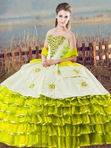 Comfortable Olive Green Lace Up Sweetheart Beading and Ruffled Layers Quinceanera Gowns Organza Sleeveless