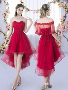 Attractive Sweetheart Sleeveless Tulle Quinceanera Court of Honor Dress Lace Lace Up