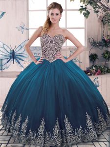 Inexpensive Tulle Sleeveless Floor Length Quinceanera Dress and Beading and Appliques
