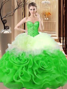 Multi-color 15 Quinceanera Dress Sweet 16 and Quinceanera with Beading and Ruffles Sweetheart Sleeveless Lace Up