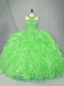 Dynamic Floor Length Zipper Sweet 16 Dresses for Sweet 16 and Quinceanera with Beading and Ruffles