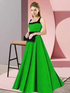 Green Sleeveless Chiffon Zipper Quinceanera Court of Honor Dress for Wedding Party