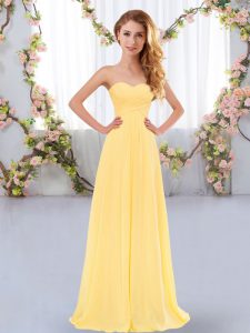Custom Designed Gold Dama Dress Wedding Party with Ruching Sweetheart Sleeveless Lace Up