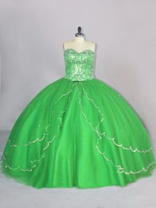 Best Sweetheart Sleeveless Brush Train Lace Up Quinceanera Gowns Tulle