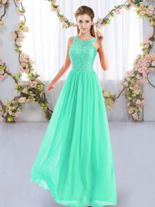 Pretty Lace Damas Dress Apple Green Zipper Sleeveless Floor Length