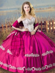 Ball Gowns 15 Quinceanera Dress Fuchsia Sweetheart Sleeveless Floor Length Lace Up