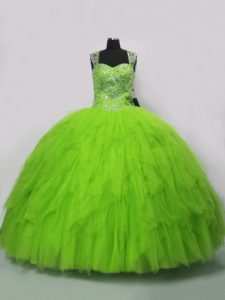 Cheap Ball Gowns Ball Gown Prom Dress Straps Tulle Sleeveless Floor Length Lace Up