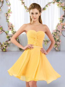 Mini Length Empire Sleeveless Gold Court Dresses for Sweet 16 Lace Up