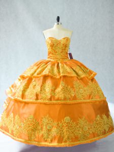 Gold Sleeveless Organza Lace Up Sweet 16 Dress for Sweet 16 and Quinceanera