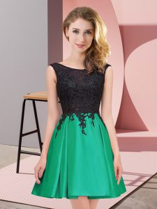 Pretty Green A-line Lace Quinceanera Court Dresses Zipper Satin Sleeveless Mini Length