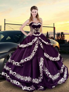 Latest Floor Length Ball Gowns Sleeveless Purple 15th Birthday Dress Lace Up