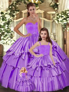 Floor Length Lilac Ball Gown Prom Dress Sweetheart Sleeveless Lace Up
