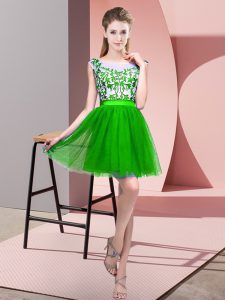 Lovely Sleeveless Mini Length Lace Zipper Court Dresses for Sweet 16 with Green