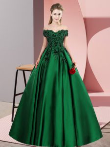 Floor Length Green Quinceanera Dresses Satin Sleeveless Lace