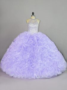 Top Selling Lavender Quinceanera Dress Sweet 16 and Quinceanera with Beading and Ruffles Halter Top Sleeveless Lace Up