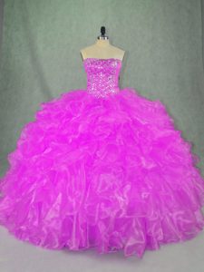 Artistic Sleeveless Beading and Ruffles Lace Up 15th Birthday Dress